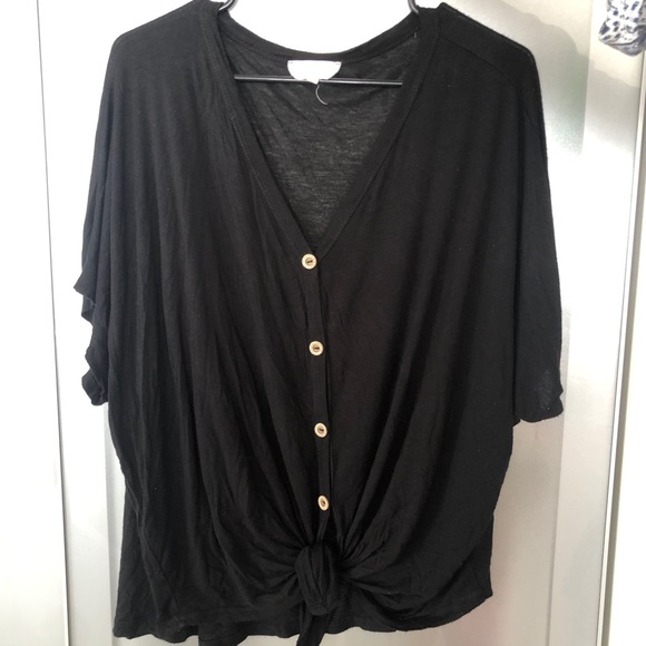 Black Button Down Blouse - Picture 1 of 3